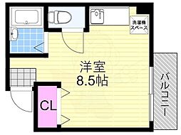 WOODY千船 ワンルームの間取図画像