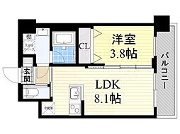 エステート御幣島 1LDKの間取図画像