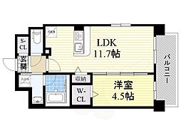レクエルド塚本 1LDKの間取図画像