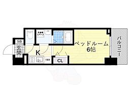 エスリードレジデンス大阪グランノース1 1Kの間取図画像