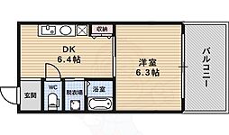 プルス塚本 1DKの間取図画像
