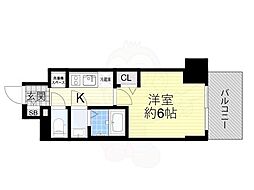 プレサンス塚本アクミリオン 1Kの間取図画像