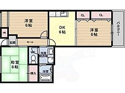 T.Oコート野里 3DKの間取図画像