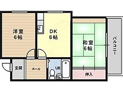 大和田ローズマンション 2DKの間取図画像