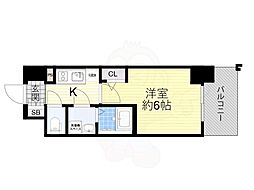 エスリード大阪プライムゲート 1Kの間取図画像