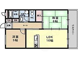 浅井マンション 2LDKの間取図画像