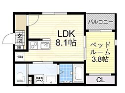 グランメゾン福 1LDKの間取図画像