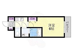 ワールドアイ大阪West Gate 1Kの間取図画像