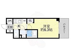 エスリードレジデンス大阪ウエストコート 1Kの間取図画像