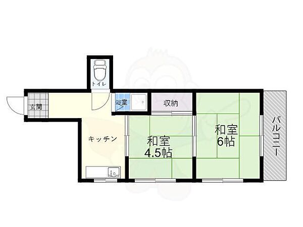 照ヶ丘マンション 201｜大阪府大阪市東住吉区照ケ丘矢田２丁目(賃貸マンション2DK・2階・30.00㎡)の写真 その2