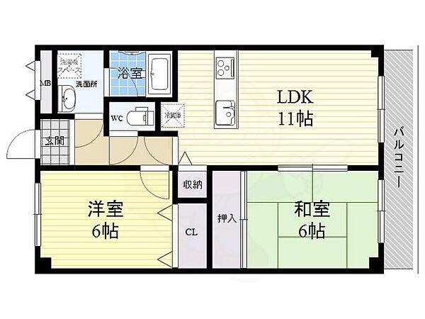 エトワール喜連 605｜大阪府大阪市平野区喜連４丁目(賃貸マンション2LDK・6階・53.68㎡)の写真 その2