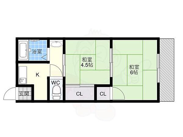 イツキマンション 403｜大阪府大阪市平野区平野西６丁目(賃貸マンション2K・4階・35.00㎡)の写真 その2