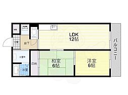セグレスト平野 2LDKの間取図画像