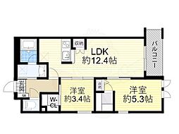 ウェルスクエア山坂 2LDKの間取図画像