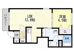 コーポ桜 1LDKの間取図画像