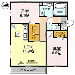 シュトラール喜連瓜破 2LDKの間取図画像
