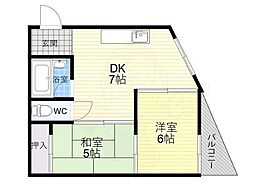 丸完ビル 2DKの間取図画像