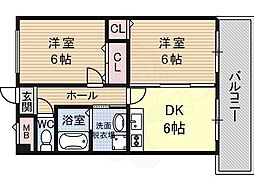 アークハイツ出戸 2DKの間取図画像