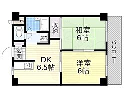 リベラルパレス平野 2DKの間取図画像