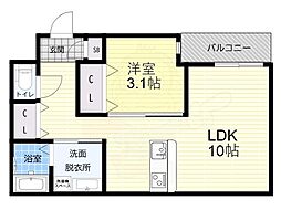 大阪市東住吉区西今川1丁目マンション 1LDKの間取図画像
