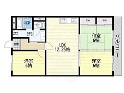 日ノ出マンション 3LDKの間取図画像