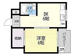 JPアパートメント東住吉4 1DKの間取図画像