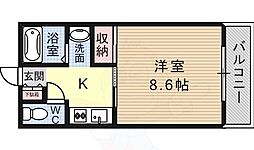 キンキ北ハイツ 1Kの間取図画像