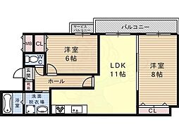 ウィステリアコート平野本町 2LDKの間取図画像