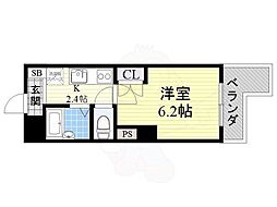 シーダー針中野 1Kの間取図画像