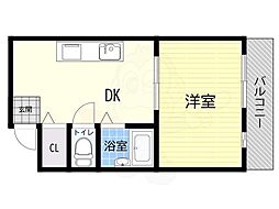 サンプラザ照ケ丘A棟 1DKの間取図画像