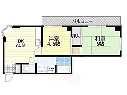 サンライズハイツ 2DKの間取図画像