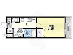 クローバーグランデ平野 1Kの間取図画像