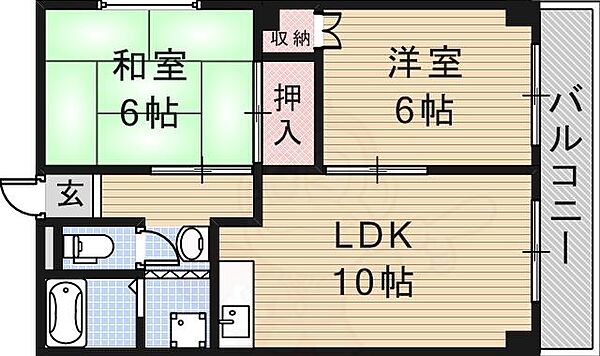 大阪府茨木市真砂１丁目(賃貸マンション2LDK・2階・48.60㎡)の写真 その2