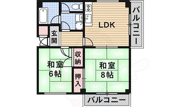 大阪府茨木市沢良宜浜２丁目(賃貸マンション2LDK・3階・51.00㎡)の写真 その2