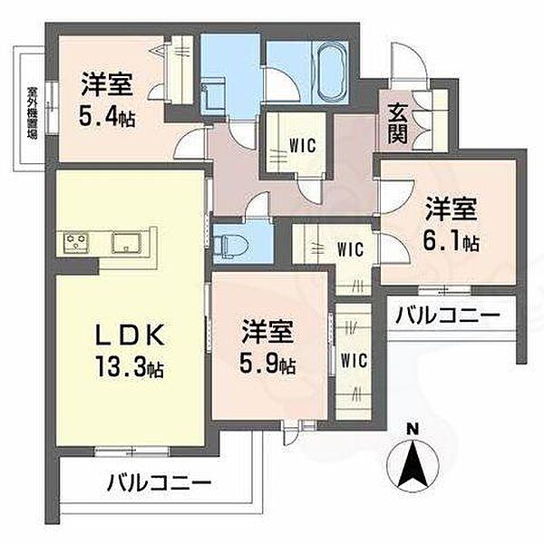 大阪府箕面市小野原西２丁目(賃貸アパート3LDK・3階・78.10㎡)の写真 その2