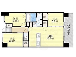 JR東海道・山陽本線 JR総持寺駅 徒歩14分の賃貸マンション 14階3LDKの間取り