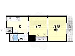 第五マンション 2DKの間取図画像