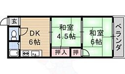 コーポ桜ケ丘 2DKの間取図画像
