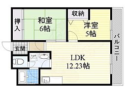 阪急京都本線 富田駅 徒歩10分の賃貸マンション 3階2LDKの間取り