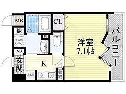 阪急京都本線 茨木市駅 徒歩3分の賃貸マンション 3階1Kの間取り