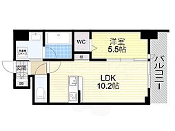 茨木市中津町マンション 1LDKの間取図画像