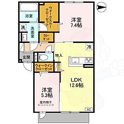 (仮称)D-ROOM高槻市宮田町3丁目PJ 1階2LDKの間取り