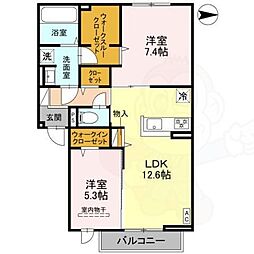 (仮称)D-ROOM高槻市宮田町3丁目PJ 2階2LDKの間取り