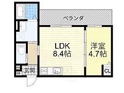 阪急京都本線 富田駅 徒歩10分の賃貸アパート 3階1LDKの間取り