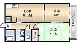 ファミーユ正雀 2DKの間取図画像