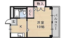 山崎第5マンション 1Kの間取図画像