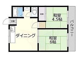 サンハイム・ツルノ 2DKの間取図画像