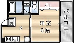 エレガンス千里丘 1DKの間取図画像