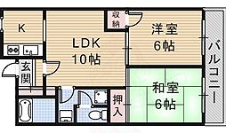 コーポラス茨木A 2LDKの間取図画像