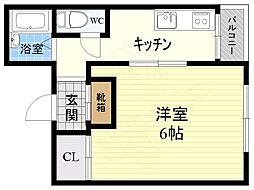 FLAT34茨木 1Kの間取図画像